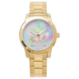 Relógio Ouro Unicorn Rainbow Dourado Watch