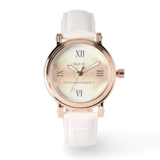 Relógio Ouro Wooden RN Rosa Dourado White Leather Watch