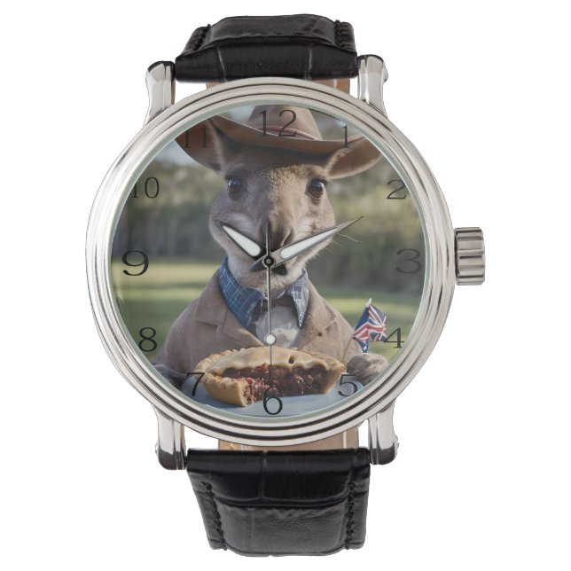 Relógio "Outback Delight: Um Canguru come carne Aussie (Frente)