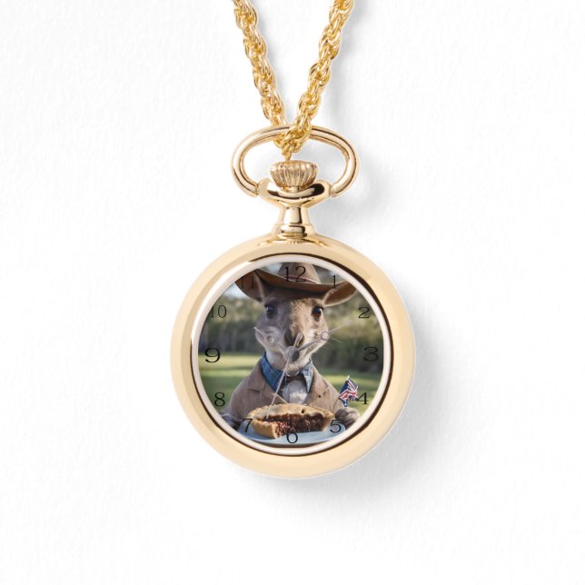 Relógio "Outback Delight: Um Canguru come carne Aussie (Frente)