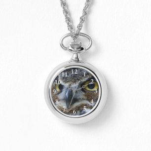 Relógio Owl Face Women's Wound Silver Watch