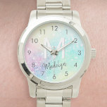 Relógio Padrão Bonito brilhante colorido<br><div class="desc">Histética bonito de fundo brilhante em lindas cores pastel, que você pode personalizar com seu monograma e/ou nome personalizado.</div>