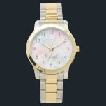 Relógio Padrão Bonito Glamoroso da Literatura Rosa<br><div class="desc">Personalize facilmente este padrão bonito de brilho do boque rosa com seu nome personalizado e/ou monograma.</div>