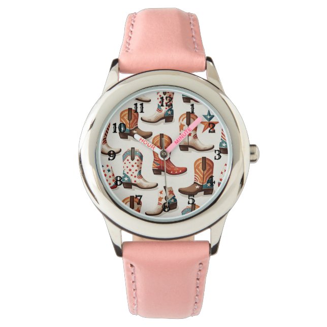 Relógio Padrão de botas de cowboy (Frente)