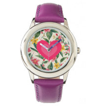 Padrão de Coração de Amor Rosa e Flores