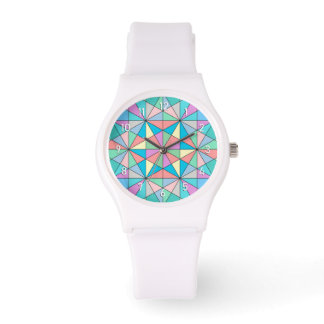 Relógio Padrão de Estrela Triangular em Mosaico Pastel Col
