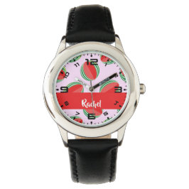 Relógio Padrão de melancia fatiada a rosa