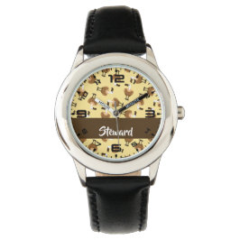 Relógio Padrão de pássaros-urubu-do-grifo-castanho