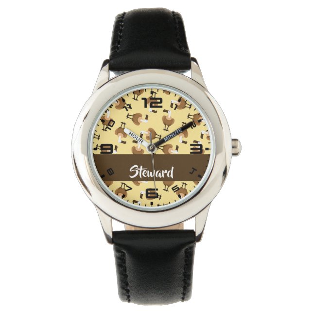 Relógio Padrão de pássaros-urubu-do-grifo-castanho (Frente)