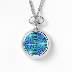 Relógio Padrão de Repetição Fractal Luminoso Azul Elétrico