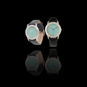 Relógio Padrão de vetor de faixa de banana   Azul-turques