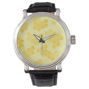 Relógio Padrão do Pastel Yellow Honeycomb
