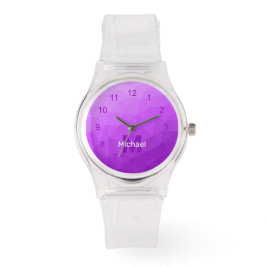 Relógio Padrão geométrico da malha roxa Monograma Watch