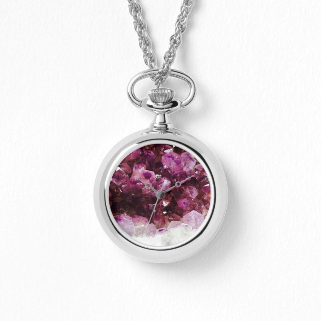 Relógio Padrão mineral ametista quico-púrpura moderno (Frente)
