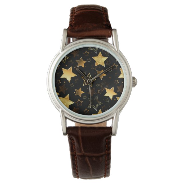 Relógio Padrão sem costura com estrelas de Ouro (Frente)