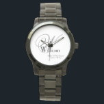 Relógio Pai Casado Do Monograma De Presente Clássico<br><div class="desc">Padre Casado Do Monograma De Presente Com Nome Personalizado, Classic Sporty Black KeepsasasasakWatch. Clique em personalizar este modelo para personalizá-lo com a inicial do Monograma, o nome e a data do casamento rápida e facilmente. Padre Casado do Groom Gift Monograma Name Classic Watch, faz parte da Coleção de Presentes Pai,...</div>