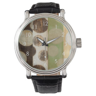 Relógio Painel da Madeira de Tom Terrestre com Círculos