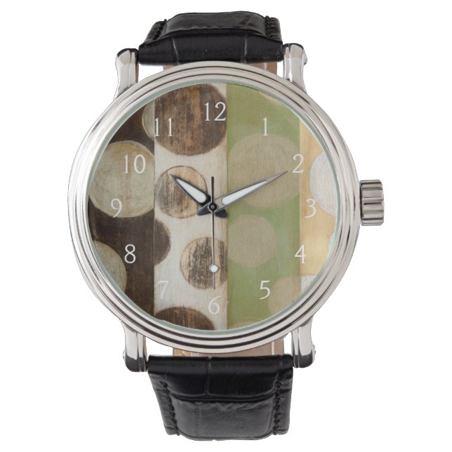 Relógio Painel da Madeira de Tom Terrestre com Círculos (Frente)