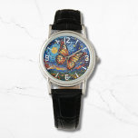 Relógio Painted Butterfly Starry Night Sky Elegant Womans<br><div class="desc">Painted Butterfly Starry Night Sky Elegant Womans Watches features a trendy colorful painted butterfly with the moon and stars in the background. Created by Evco Studio www.zazzle.com/store/evcostudio</div>