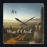 Relógio Paisagístico da Vinha do Vinho<br><div class="desc">É sempre um relógio de pintura de paisagem artística do O'Clock com dois copos de vinho com uvas no barril. Os números de relógio estão em um arquivo separado e podem ser excluídos se você não precisar deles. Bonita para um vendedor de vinho ou como presente personalizado... </div>