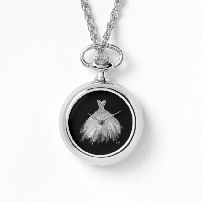 Relógio *~* Palhaço de Casamento de Vestido Silvery Glittl (Frente)