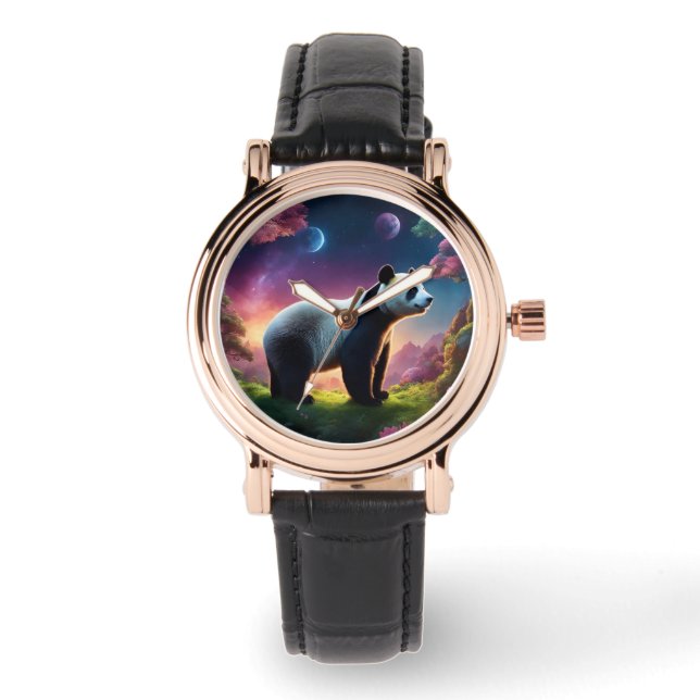 Relógio Panda em um Jardim Fantástico (Frente)