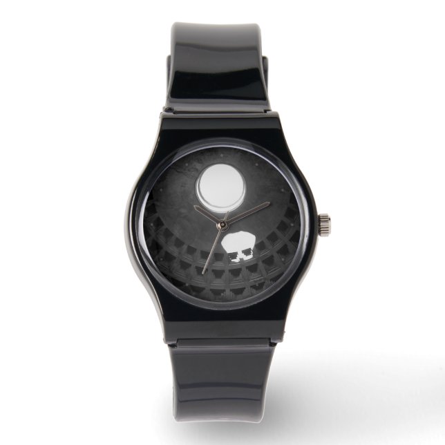 Relógio Pantheon Light Skull Roma Itália Preto e Branco (Frente)