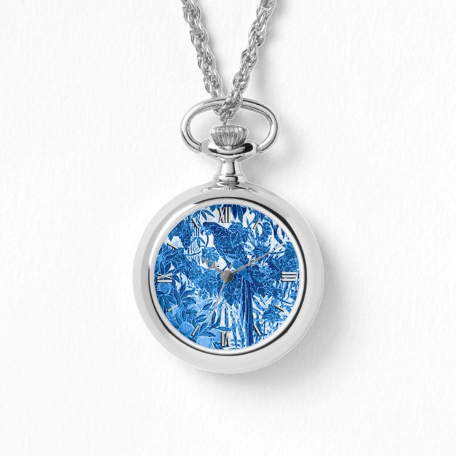 Relógio Papagaio em um Prédio da Selva, Azul Indigo e Bran (Frente)