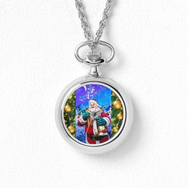 Relógio Papai Noel de Natal Vermelho no eWatch de inverno (Frente)