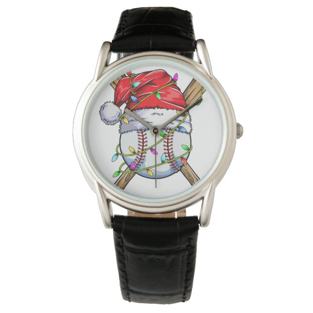 Relógio Papai noel Esportivo Para Homens Basebal De Natal (Frente)