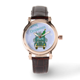 Relógio Papais noeis de frente de caminhão Feliz Natal