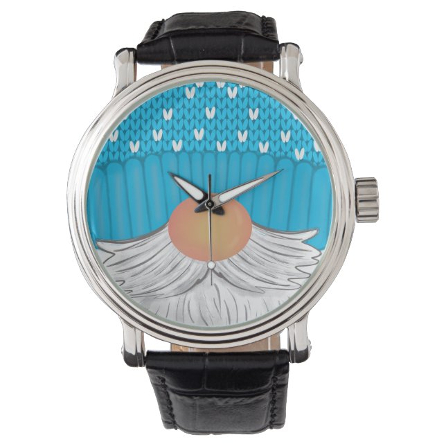 Relógio Papais noeis Natal Gnomo Winter Hat Beard Sweater (Frente)