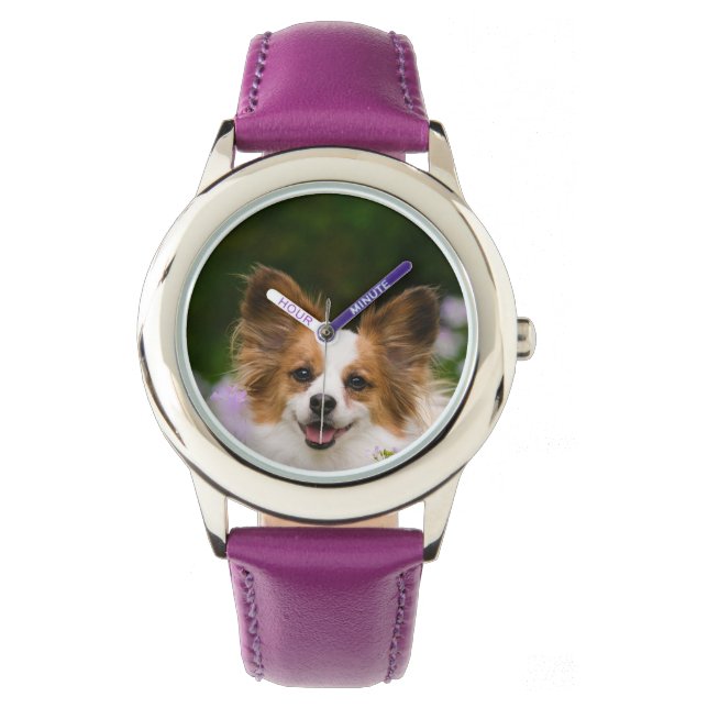 Relógio Papillon Dog Portrata Romântica Cuta - Strapwatch (Frente)