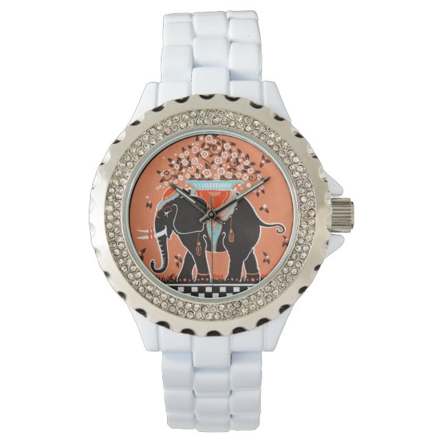 Relógio Parada de Elefante em Laranja (Frente)