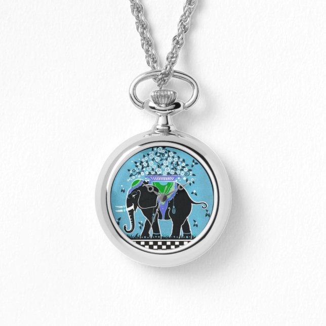 Relógio Parada Elefante em Aqua (Frente)