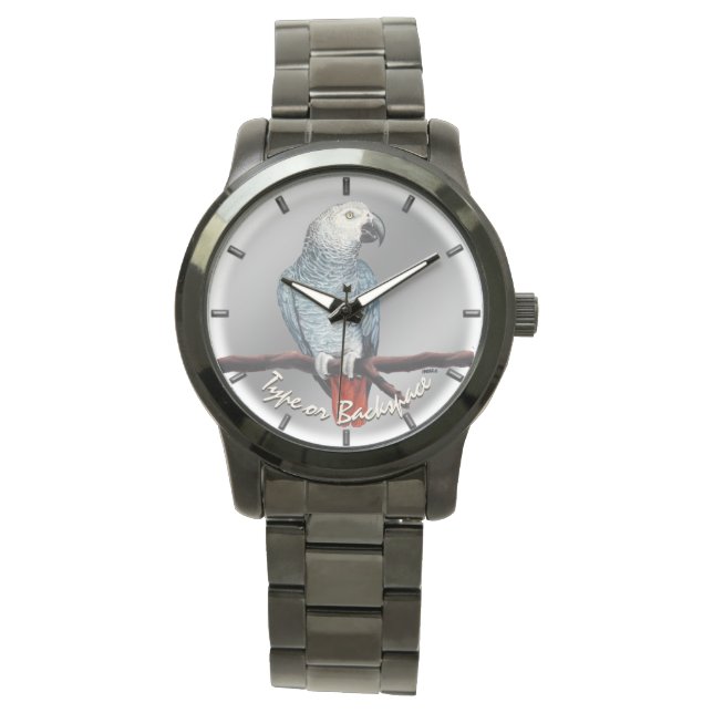 Relógio Parrot Watch African Cinza Wristwatch Personalizad (Frente)