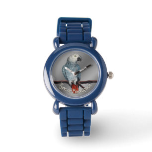 Relógio Parrot Watch African Cinza Wristwatch Personalizad