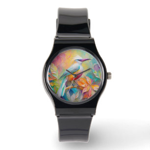 Relógio Pássaro da fantasia vermelho-rosa-bico