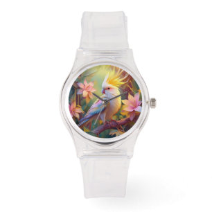 Relógio Pássaro Iridescente Wing Cockatiel Fantasy