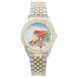 Relógio Pássaros De Inverno De Neve E Galinhas Postas Verm