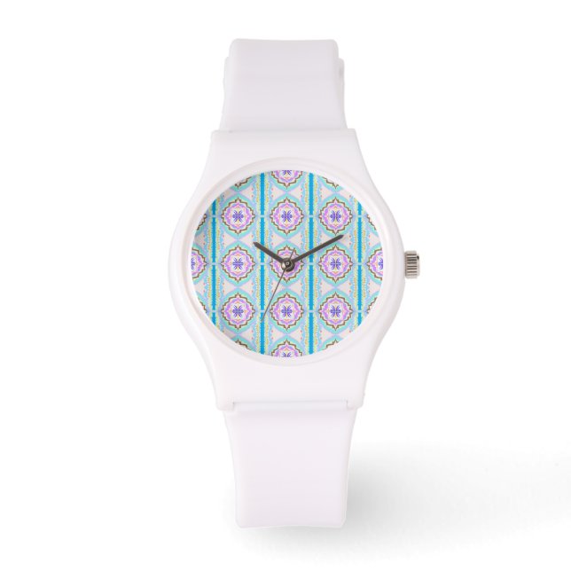 Relógio Pastel Dream Boho Geometric Kaleidoscope (Frente)