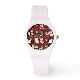 Relógio patchwork cats AI art watch