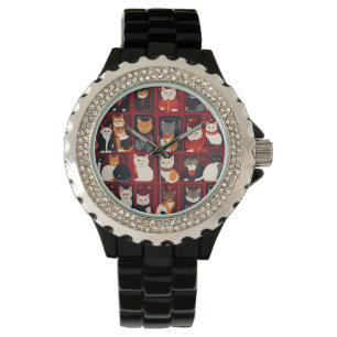Relógio patchwork cats AI art watch