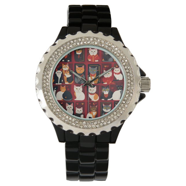 Relógio patchwork cats AI art watch (Frente)