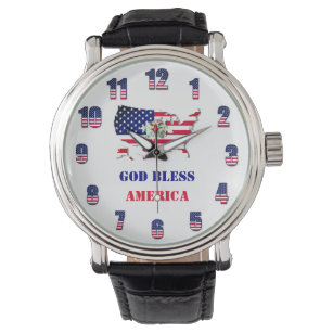Relógio Patriota da América deus abençoe EUA Bald Eagle Re