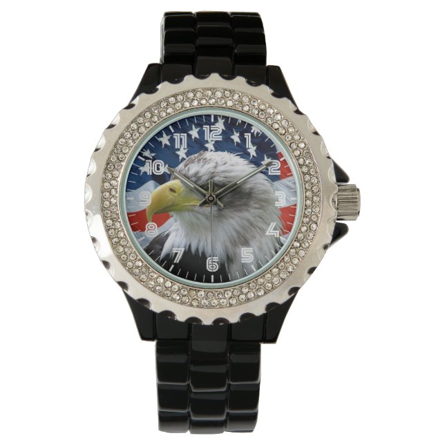 Relógio Patriotic Bald Eagle American Flag Watch (Frente)