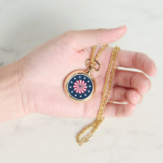 Relógio Patriotic Red White Blue Stars Stripes Rosette