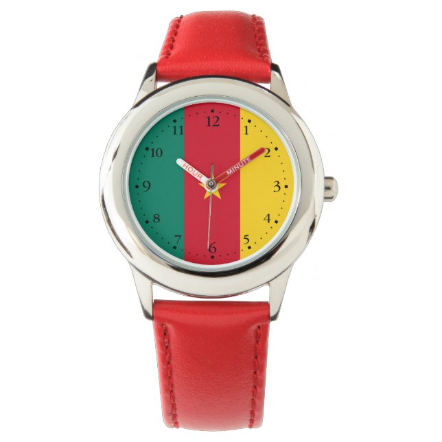 Relógio Patriótica Camarões Flag Watch (Frente)