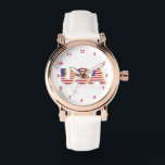 Relógio Patriótico do Sistema de Vigilância do Sinalizador<br><div class="desc">USA Flag Watches - Estados Unidos da América - Flag - Patriotic - Independent - day de independência - 4 de julho - Personalizável - Escolher / Adicionar Seu Texto / Cor Única - Faça seu presente especial - Redimensionar e mover ou remover elementos / imagem com ferramenta de personalização....</div>