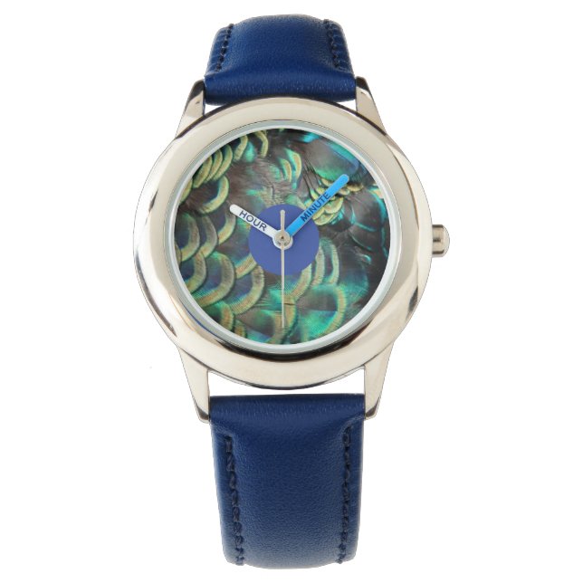 Relógio Patterno de Penas de Peacock indonésio Kids Watch (Frente)